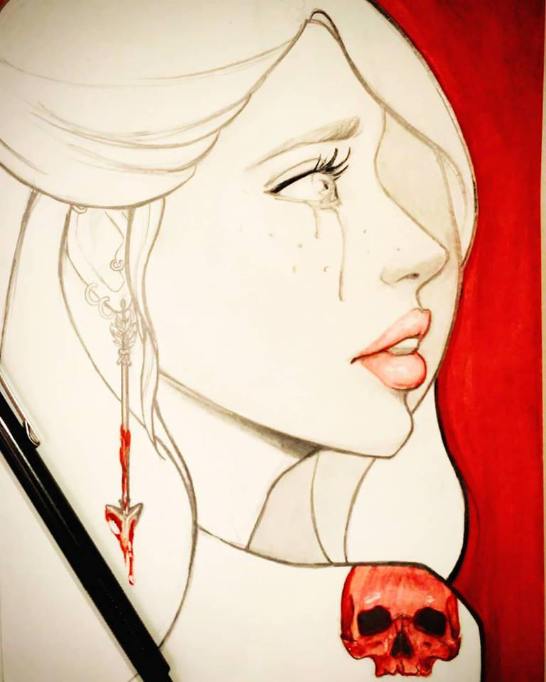 Bloody and Skull maria latorre by marialatorreart