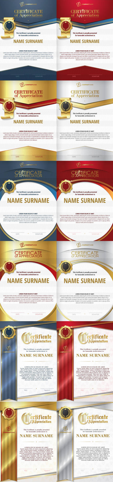 Templates of Certificate of Appreciation. Vector. by Inshader