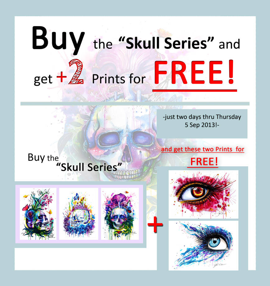 Buy the skull series and get two Prints for FREE!! by PixieCold