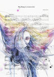 Big Bang in Watercolor on Sheet Music by agnes-cecile
