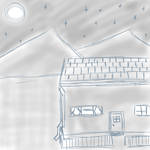 sketch - random house at night by Aisuryuu