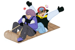 Tobbogganing - Ash + Paul by Aisuryuu