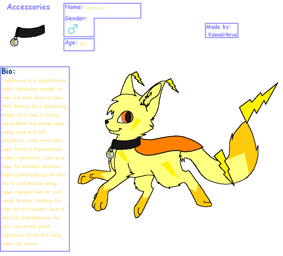 Lightining Kepukitsune :new mascot: by BluethornWolf