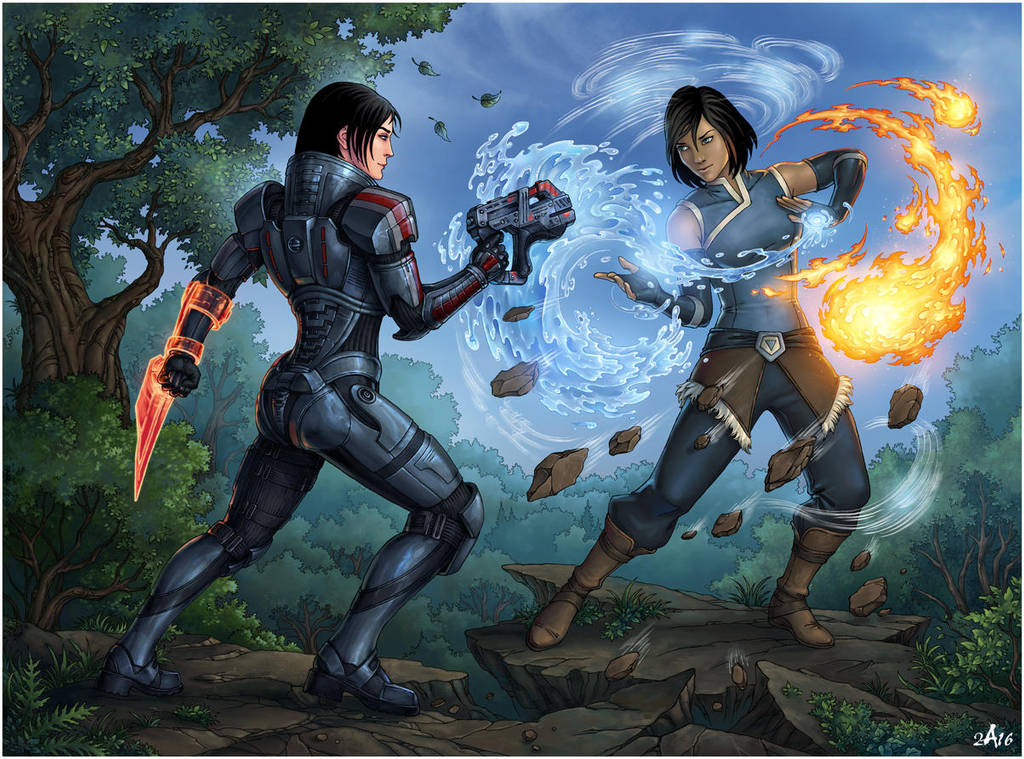 Korra vs Shepard by Candra