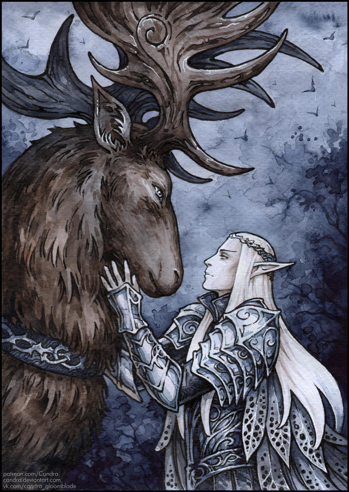 Thranduil and his elk by Candra