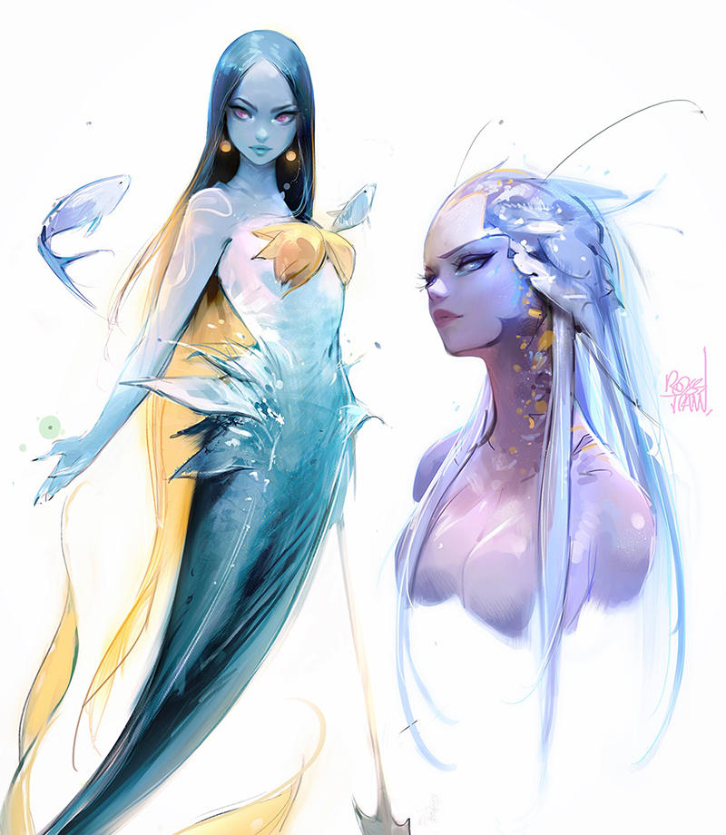Mermaid Sketches by rossdraws