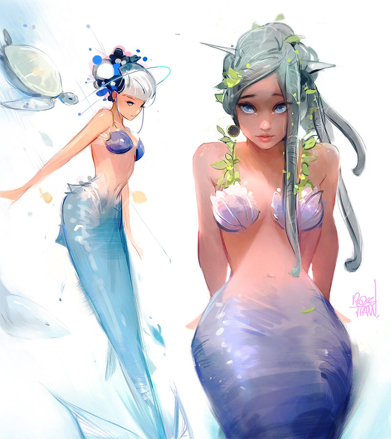 Mermaid Sketches #2! by rossdraws