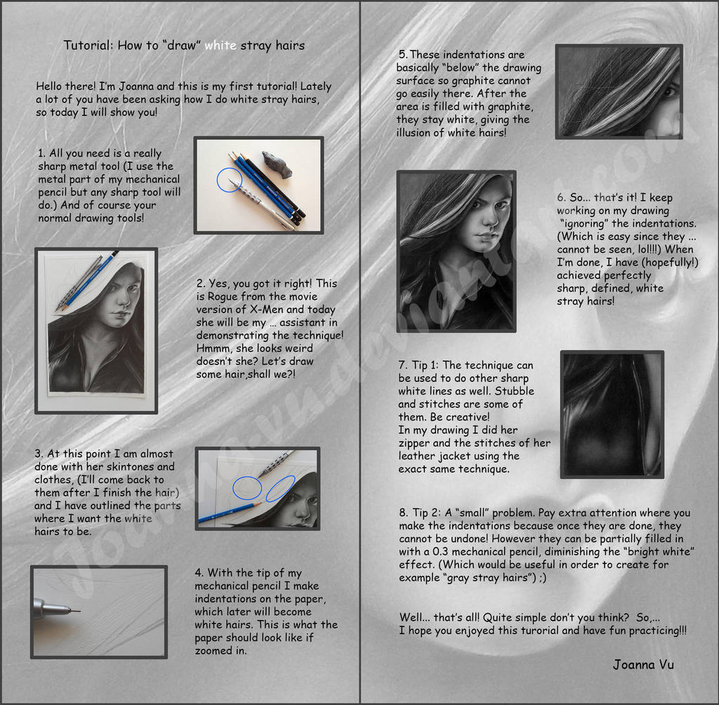 Tutorial - How to do white stray hairs by Joanna-Vu