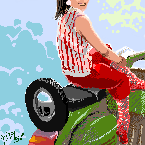 Mari on a Scooter by kyubikitsy