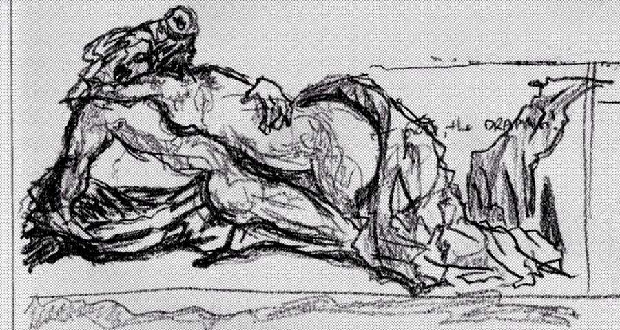 Embrace, prelim sketch by assignation