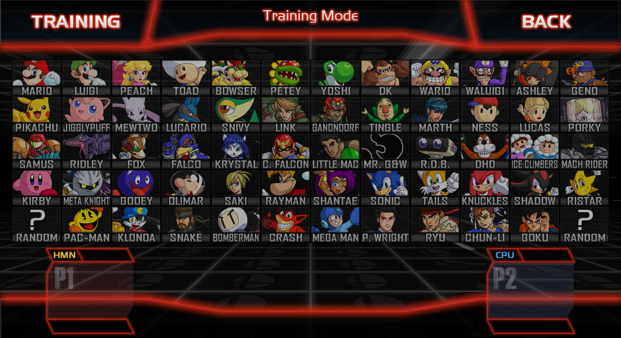 Super Smash Bros. Crusade Character Select Screen by athorment