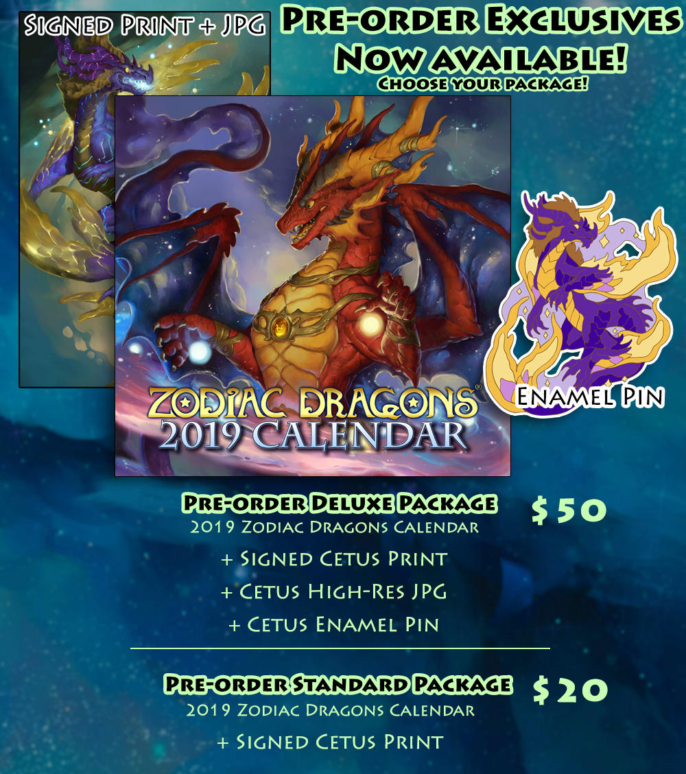 2019 Zodiac Dragons Calendar Pre-Order Exclusives by The-SixthLeafClover