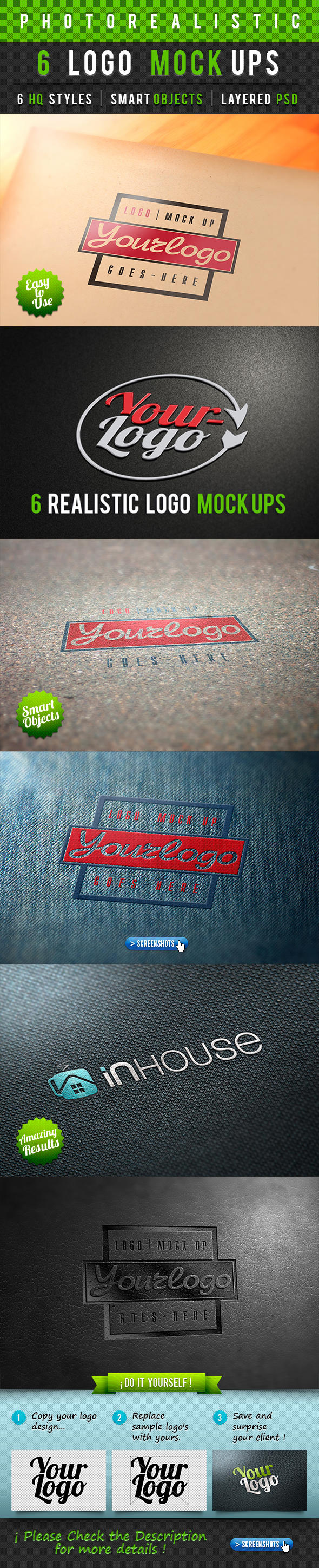 6 Photorealistic Logo Mock-Ups Vol.1 by Dee-A