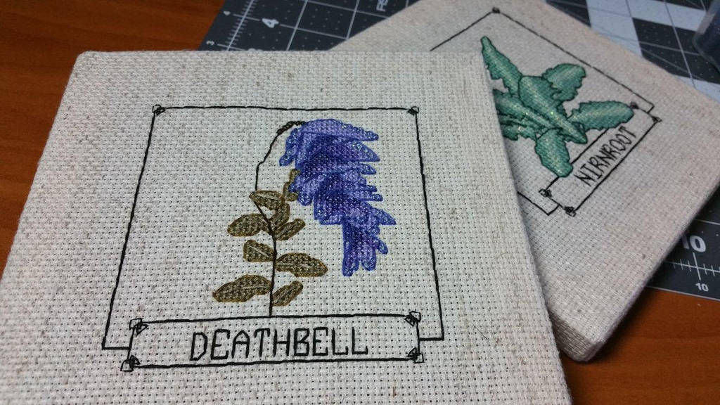 Skyrim Cross Stitch - Deathbell by Sirithre