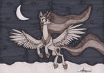 Inktober 24: A Midnight Flight by Shikogo
