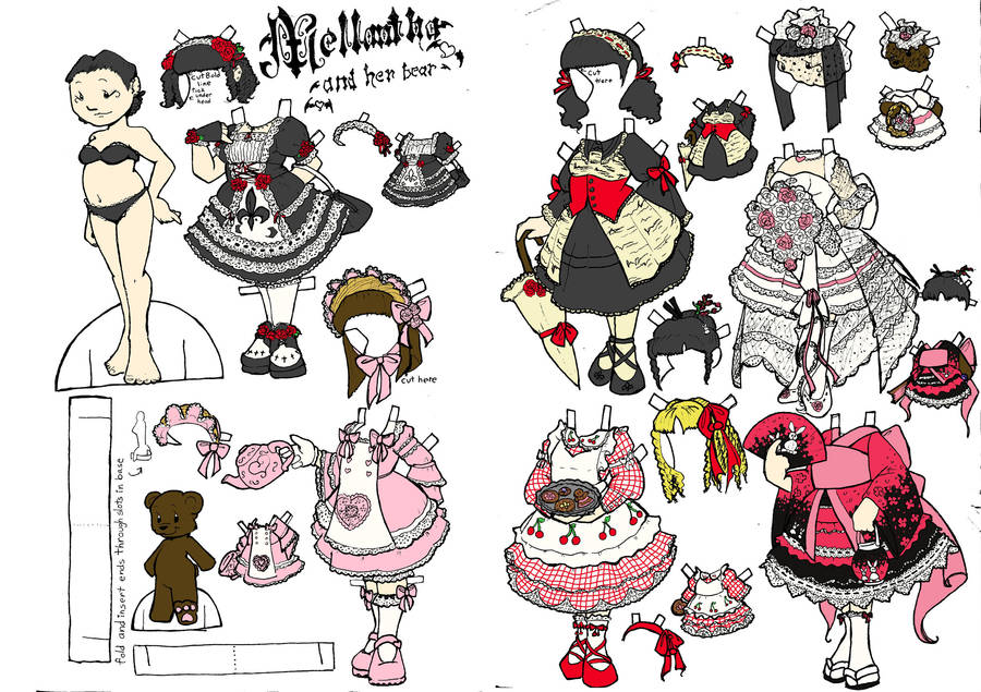 Gothic Lolita Paper Doll WIP by steam-mouse