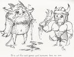 Grendel and Beowulf by skullberries