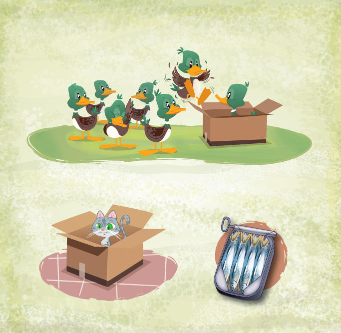 Ducks, a cat and sardines by alexmax