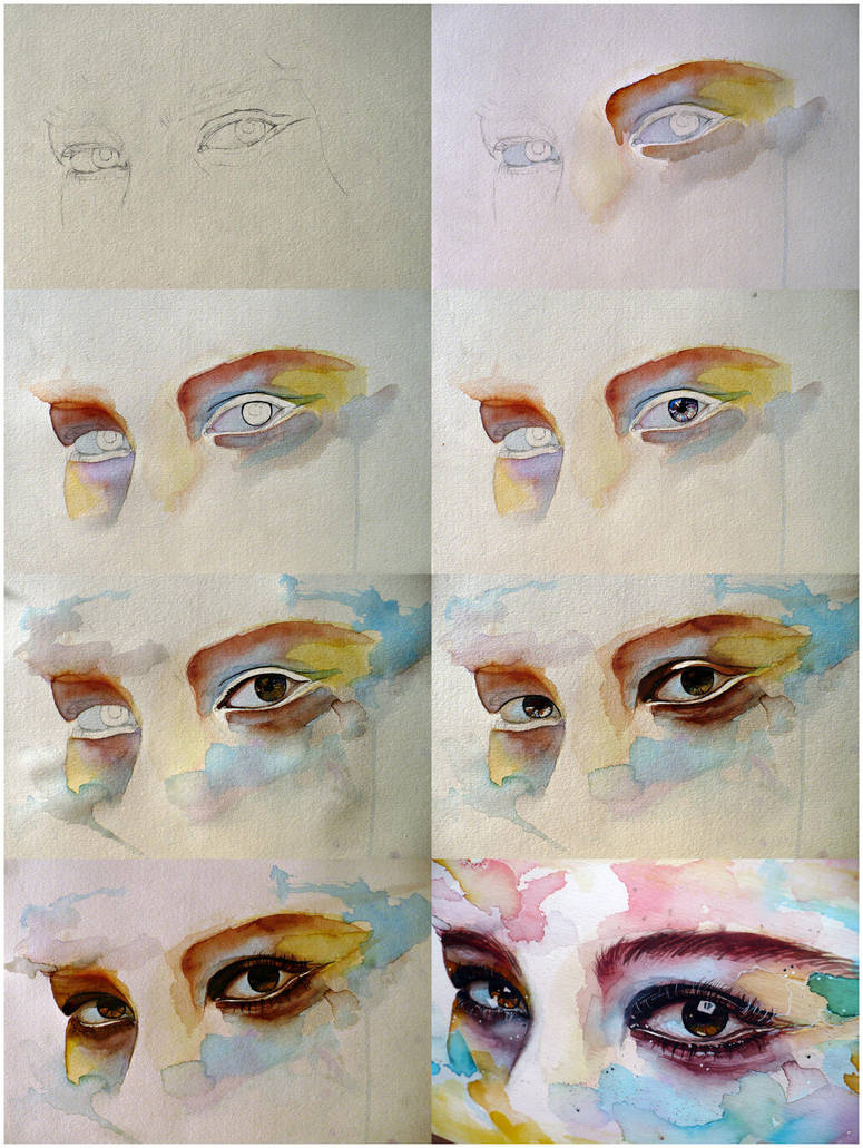 Watercolor eye study, step by step by jane-beata