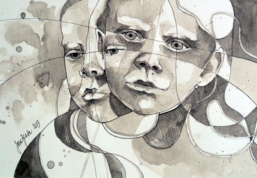Made of two, ink study by jane-beata