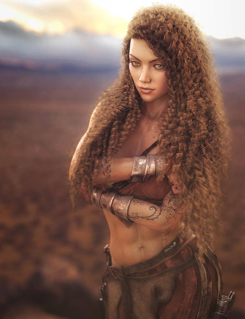Barbarian Girl, Fantasy Woman Art, DS Iray by shibashake