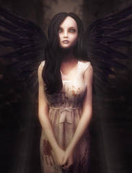 Dark Angel Girl, Gothic Fantasy Woman Art, DS Iray by shibashake
