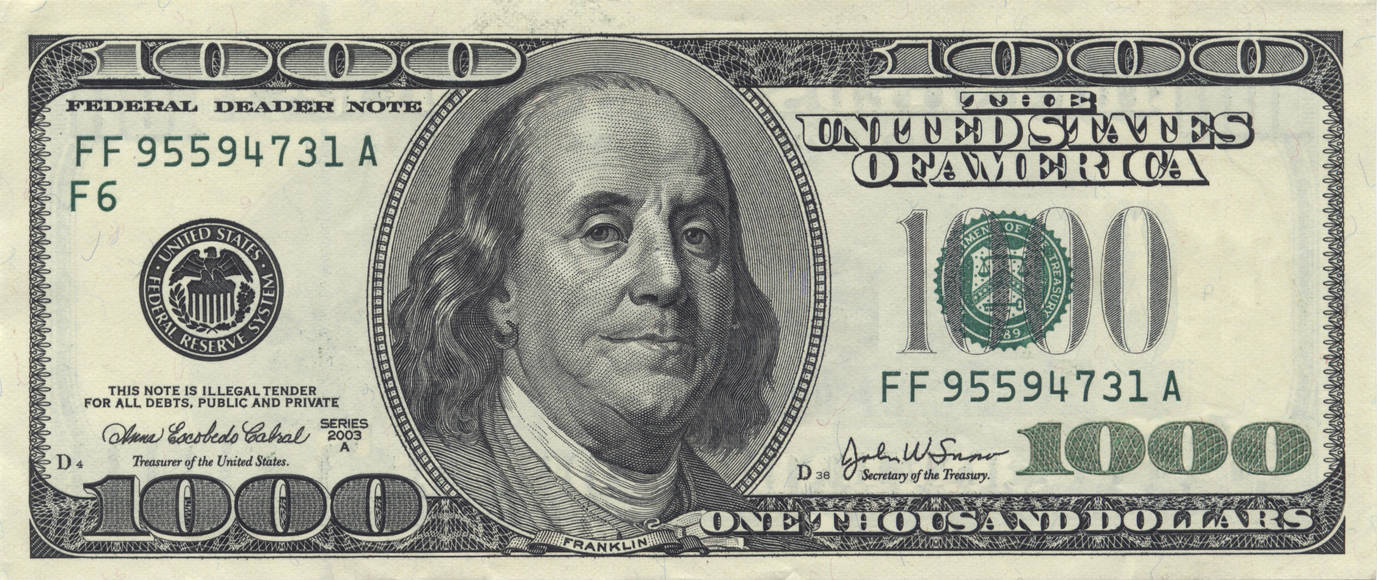 1000 Dollar Bill By Notech4u On Deviantart 1000 Dollar Bill By Notech4u