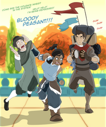 Korra and Mako and Peasant by Trotsworth