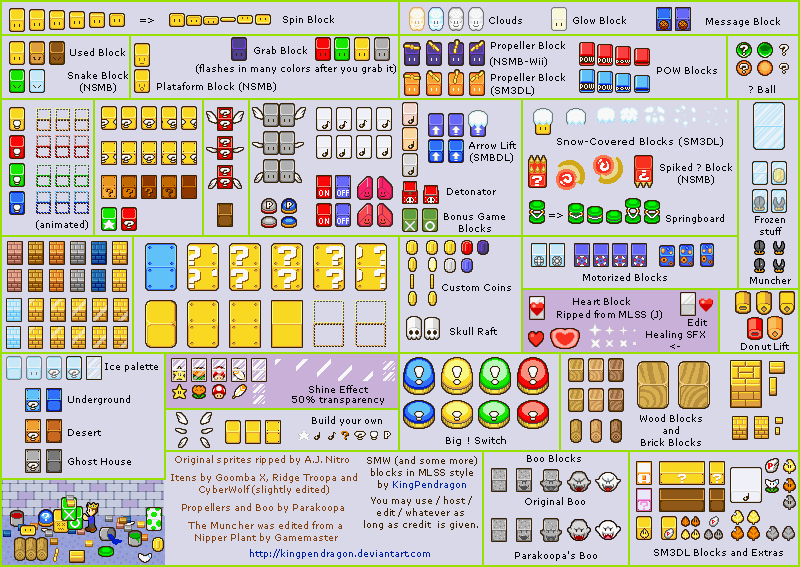 Mario Series blocks in MLSS Style - V2 by kingpendragon