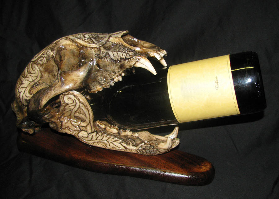 Bear Skull Wine Bottle Stand by ZachariahBusch