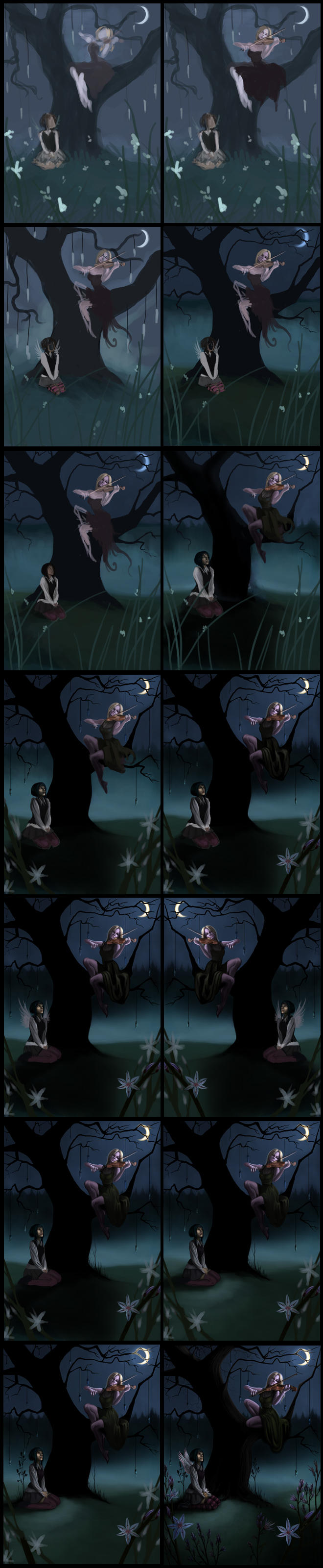 Kiora and Averiy WIP Progress by BlackBirdInk