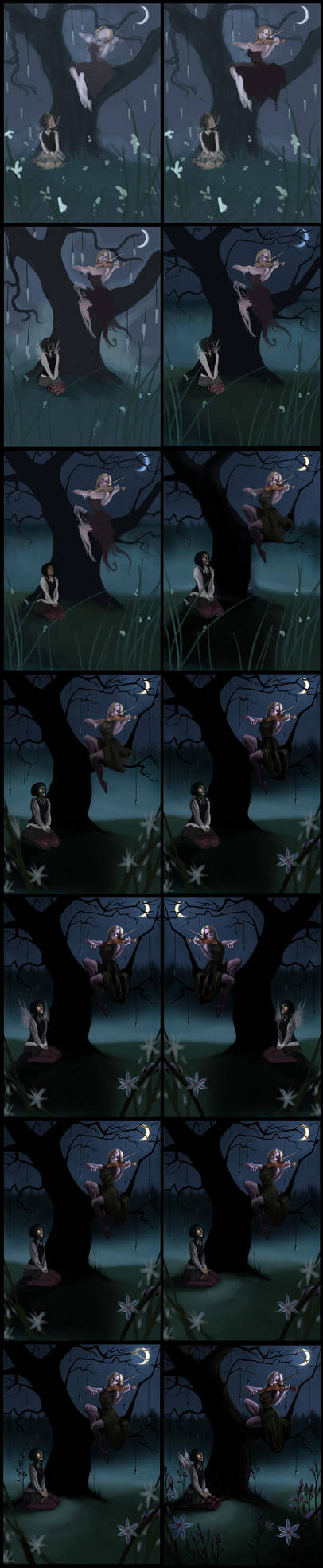 Kiora and Averiy WIP Progress by BlackBirdInk