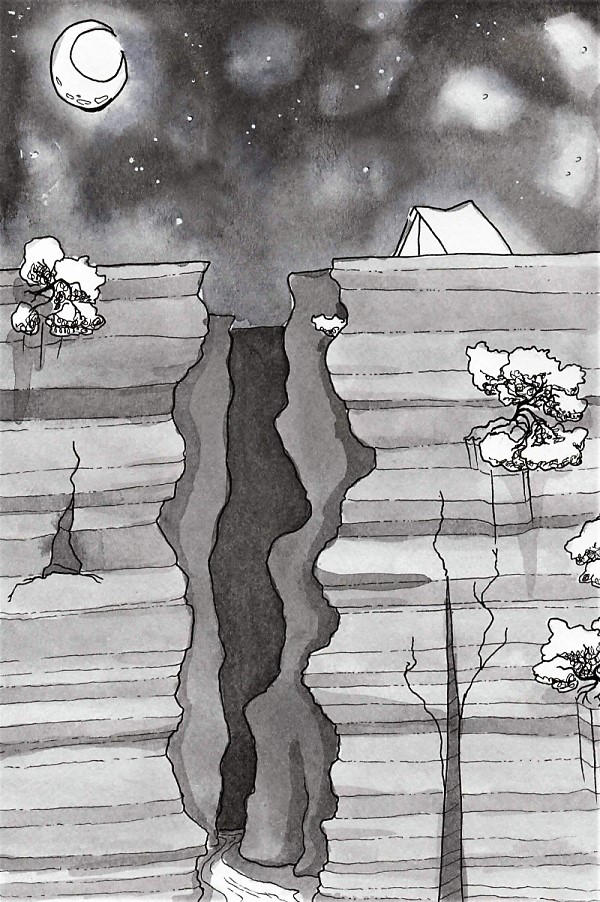 Camping on a Cliff by curiousdoodler
