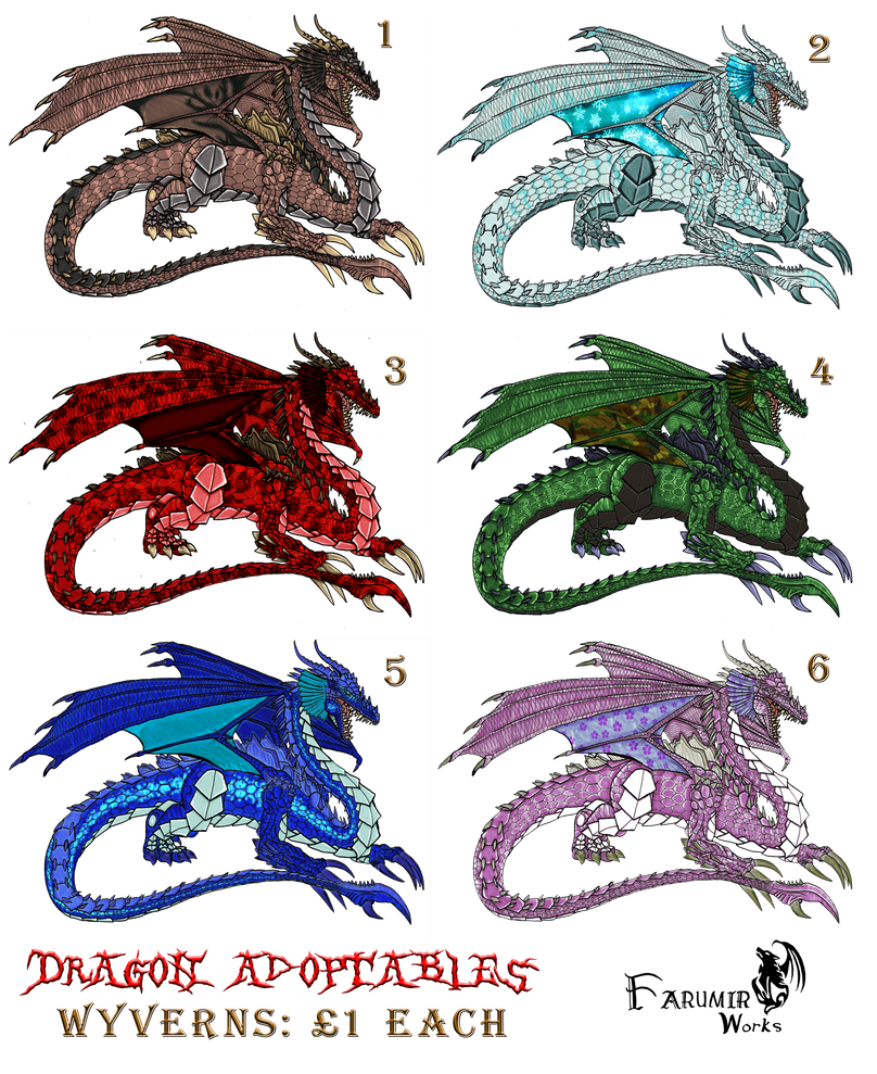Wyvern Dragon adoptables - now available by Farumir Wyvern Dragon adoptables - now available by Farumir
