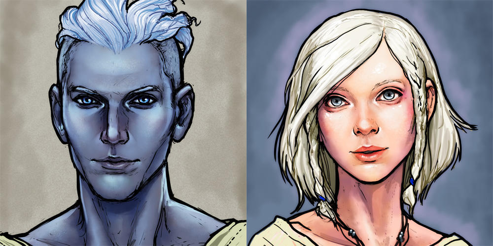 Halcyon and Alyci Character Portraits by ghostfire