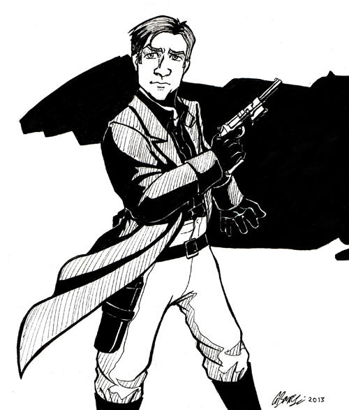 Captain Mal Reynolds - ink sketch by ryuuza-art