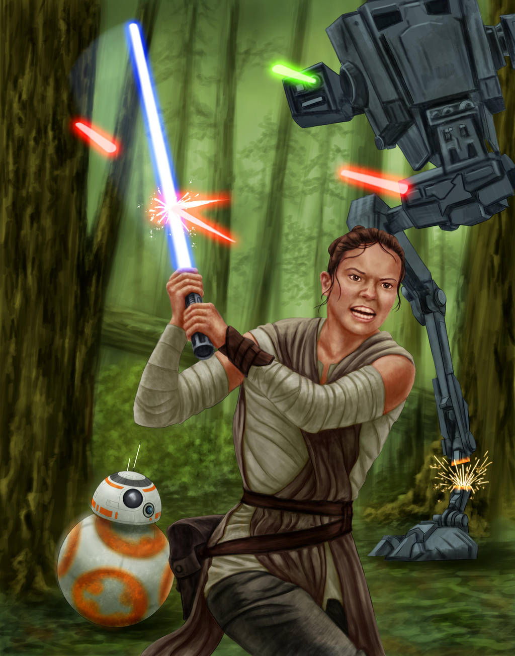 Rey and BB8 by dragynsart