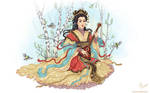 Chinese woman plays the balalaika by dimary