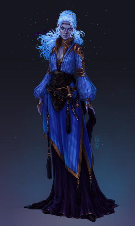 Commission: Dark Elf Sorceress by dimary