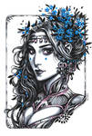 Inktober: Forget-me-not Witch by dimary