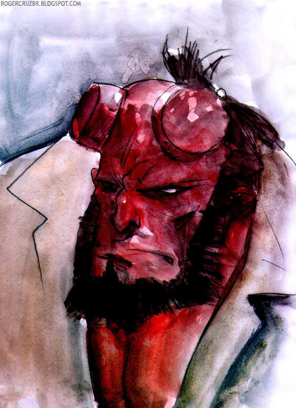gouache hellboy