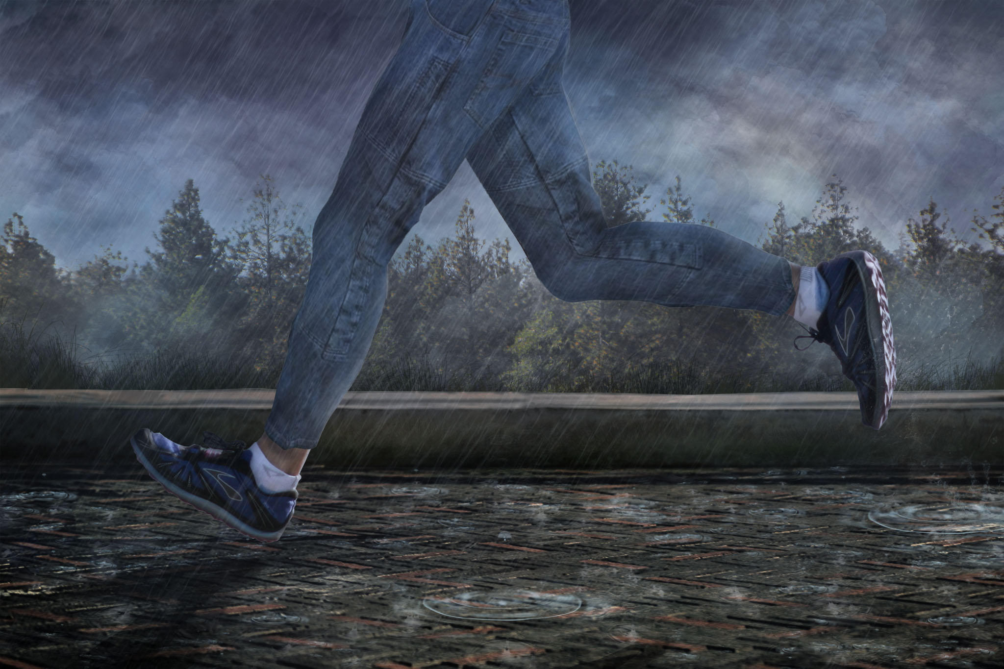 Running from a Rainstorm by BenGrunder