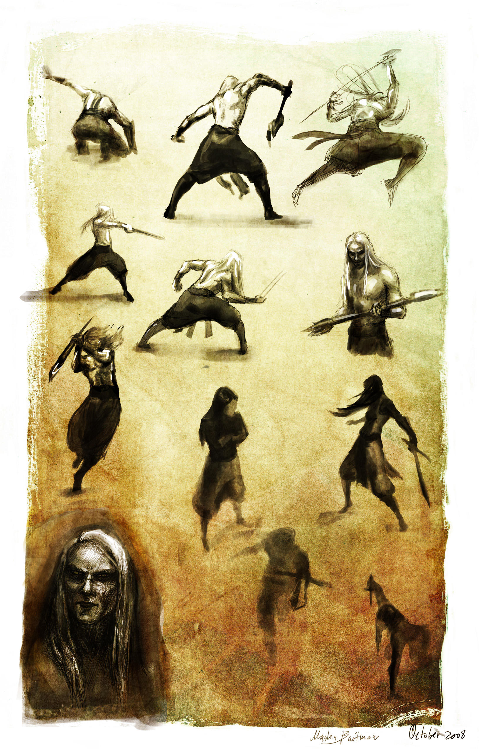 Action sketches+ Nuada again. by BabushkaYaga