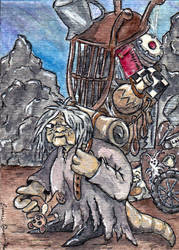 Fantasy Creature ATC Labyrinth Junk Lady by emmadreamstar