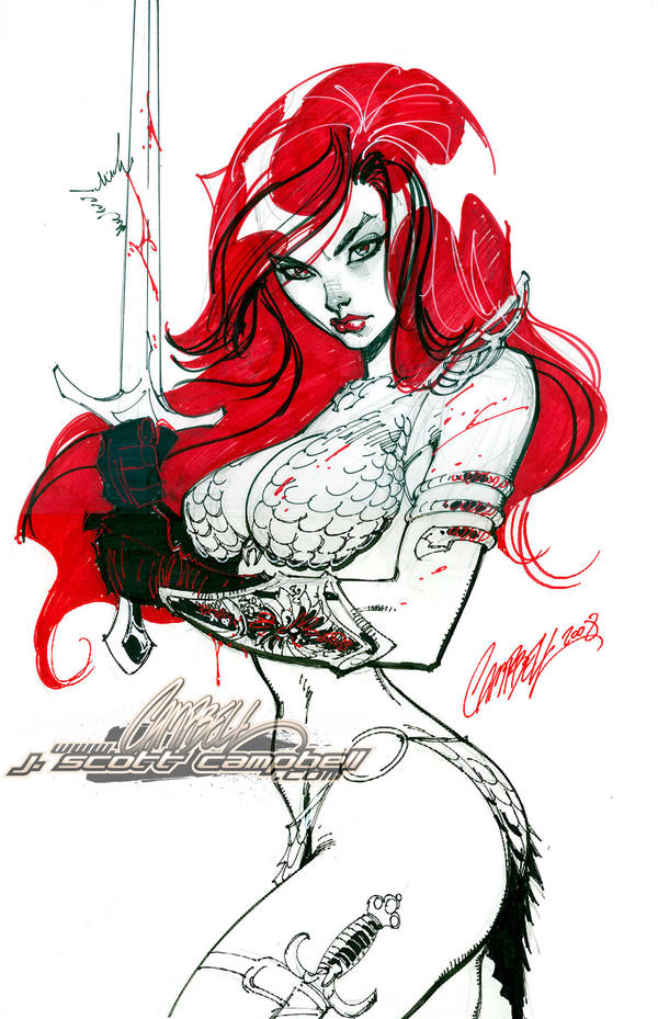Red Sonja Con Sketch by J-Scott-Campbell