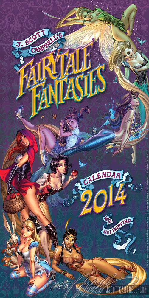 FairyTale Fantasies 2014 calendar cover by J-Scott-Campbell