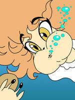 Sylvia looks at a underwater snail by Akira-Devilman666