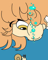 Sylvia looks at a underwater snail again by Akira-Devilman666