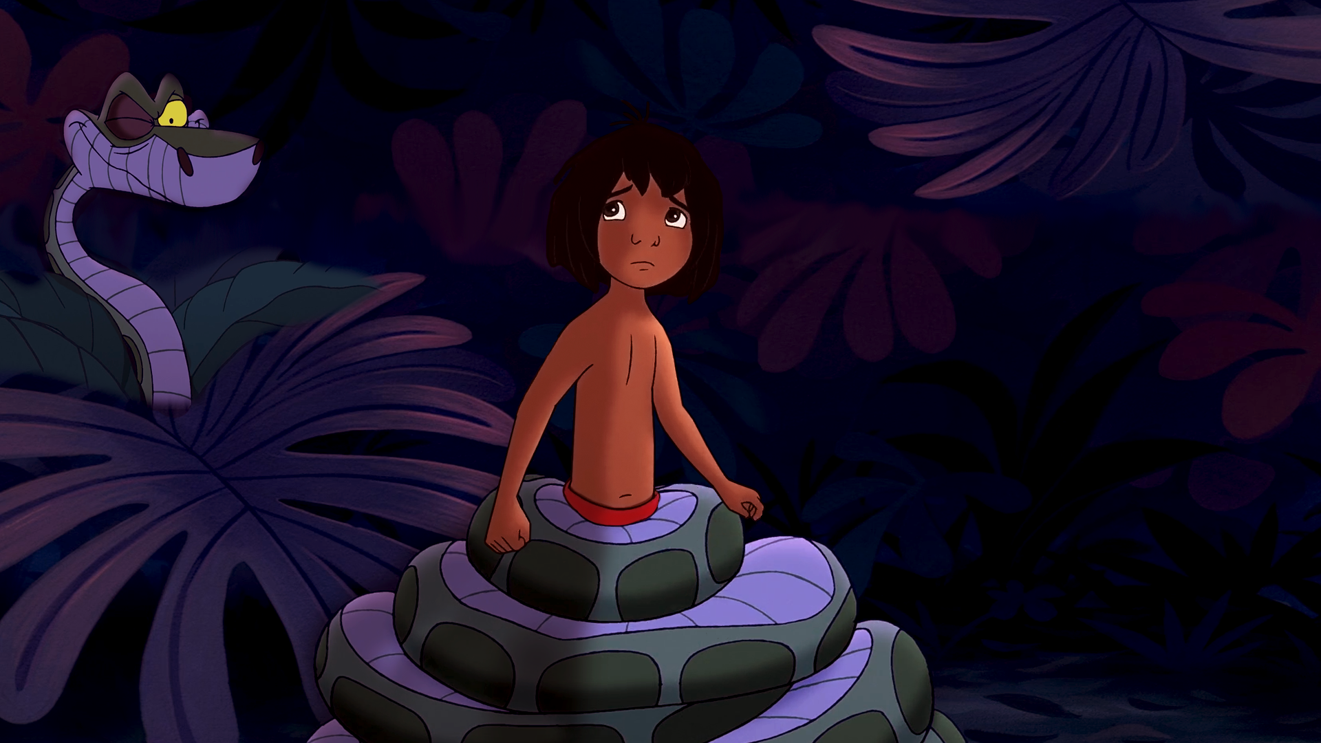 Rama rescues mowgli from kaa. 