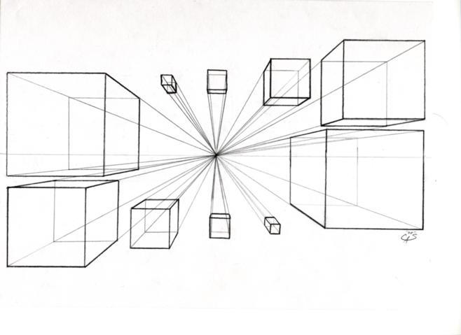 Boxes in One Point Perspective by BrigetteMora